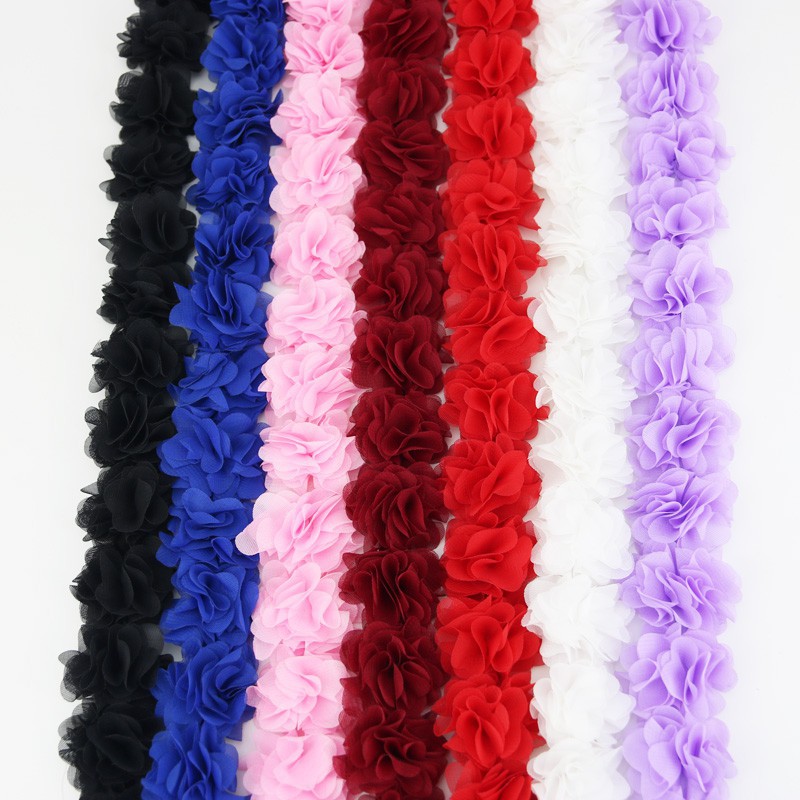 Dây ruy băng hoa bằng vải chiffon không dệt dùng trang trí tiện lợi dài 1m