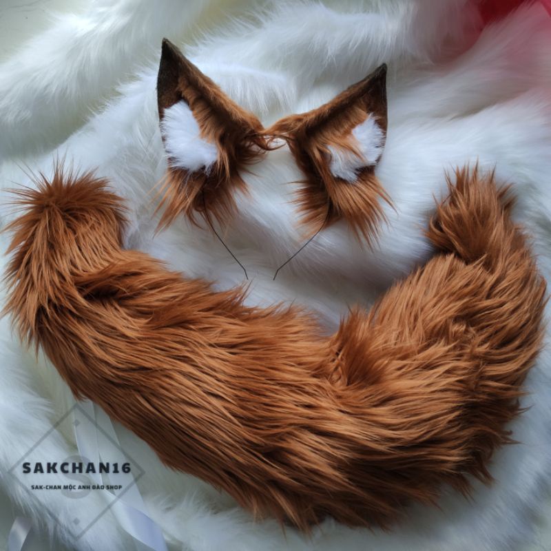 Bộ hoá trang tai và đuôi màu nâu (đuôi có dây ruy băng cột quanh eo) | BigBuy360 - bigbuy360.vn