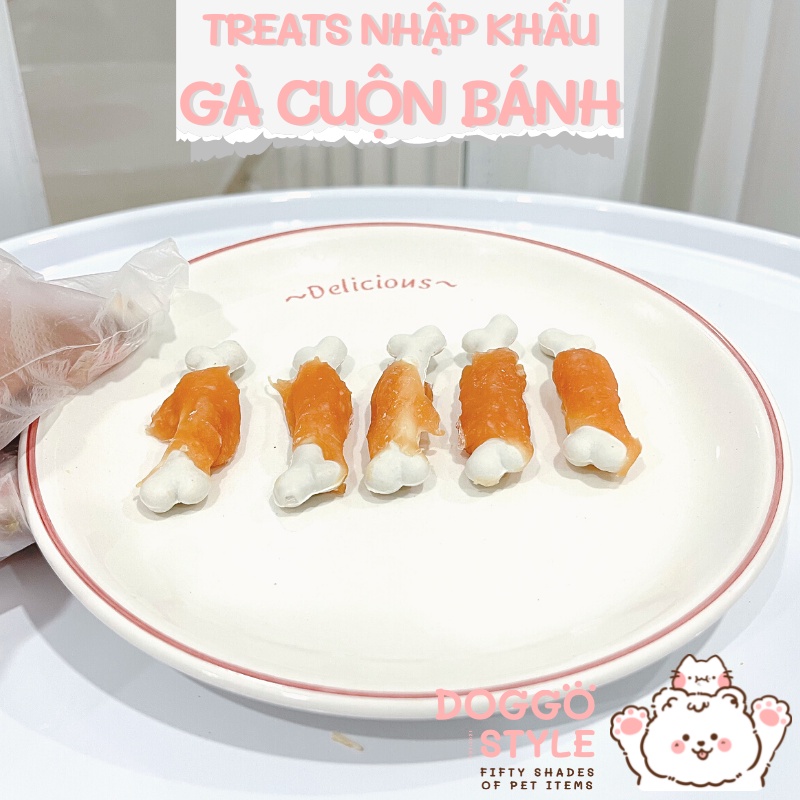 Treat Bánh Thưởng Cho Chó Gà Cuộn Bánh Sữa Giúp Sạch Răng Cung Cấp Protein Chất Xơ Cái Thiện Tiêu Hóa Thức Ăn Cho Chó