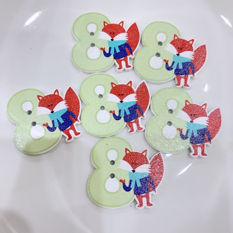 Set 10 nút ( cúc )áo hai lỗ hình cáo số 8