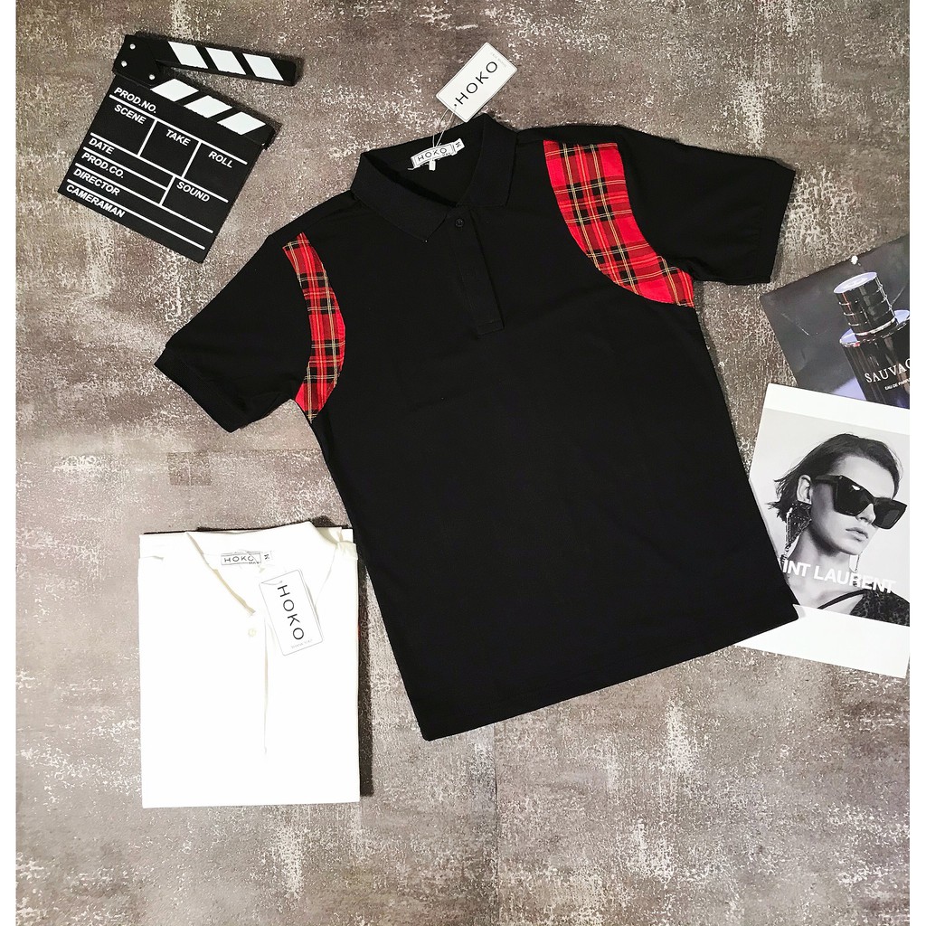 ÁO THUN POLO NAM CỔ TRỤ PHỐI CARO ĐỎ THỜI TRANG SIÊU HOT | BigBuy360 - bigbuy360.vn