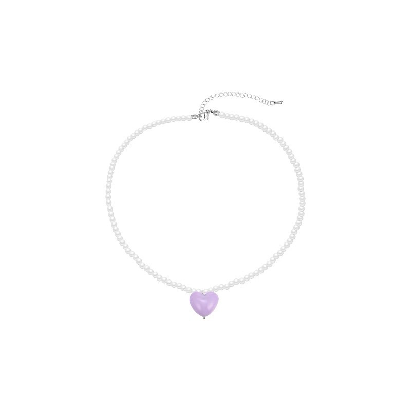Dây Chuyền Mặt Trái Tim Đính Ngọc Trai Acrylic Phong Cách Mới 2022