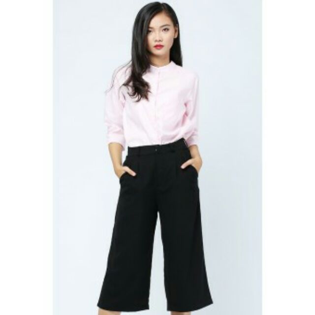 Quần Culottes Ống Rộng Công Sở Lửng