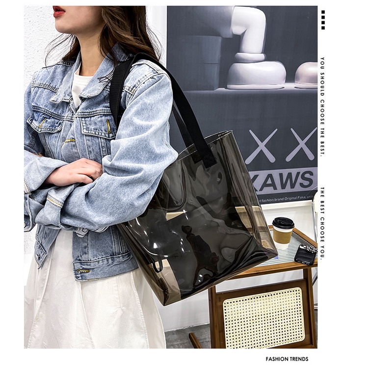 Túi Xách Đeo Vai Cỡ Lớn Trong Suốt Thời Trang Mùa Hè Hàn Quốc 2022 Cho Nữ
