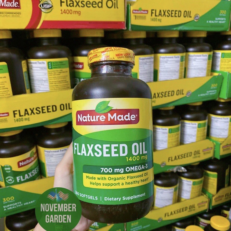 Viên uống hạt lanh Flaxseed Oil 1400mg Nature Made 300 viên của Mỹ