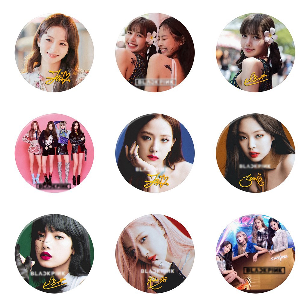 Huy hiệu cài áo IN HÌNH Blackpink Lisa Rose Jisoo Jennie có chữ ký dễ thương tiện lợi m01