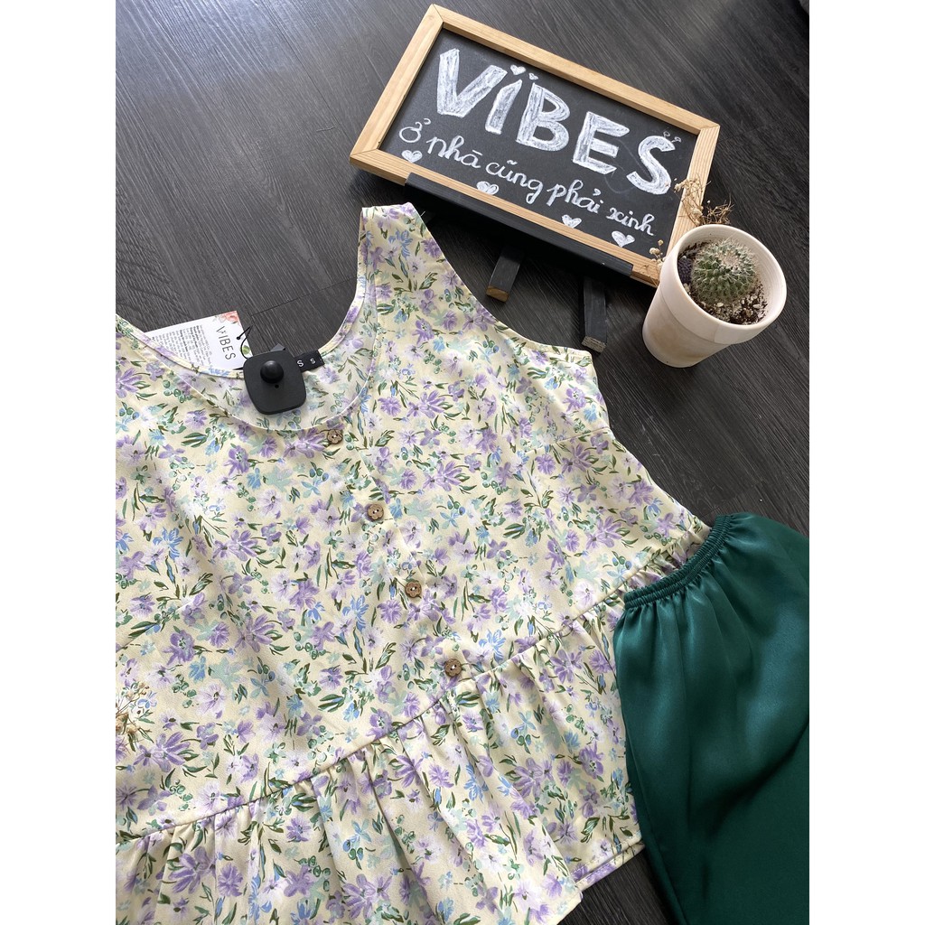 Đồ độ nữ mặc nhà cao cấp VIBES Greenie Sleeveless Set