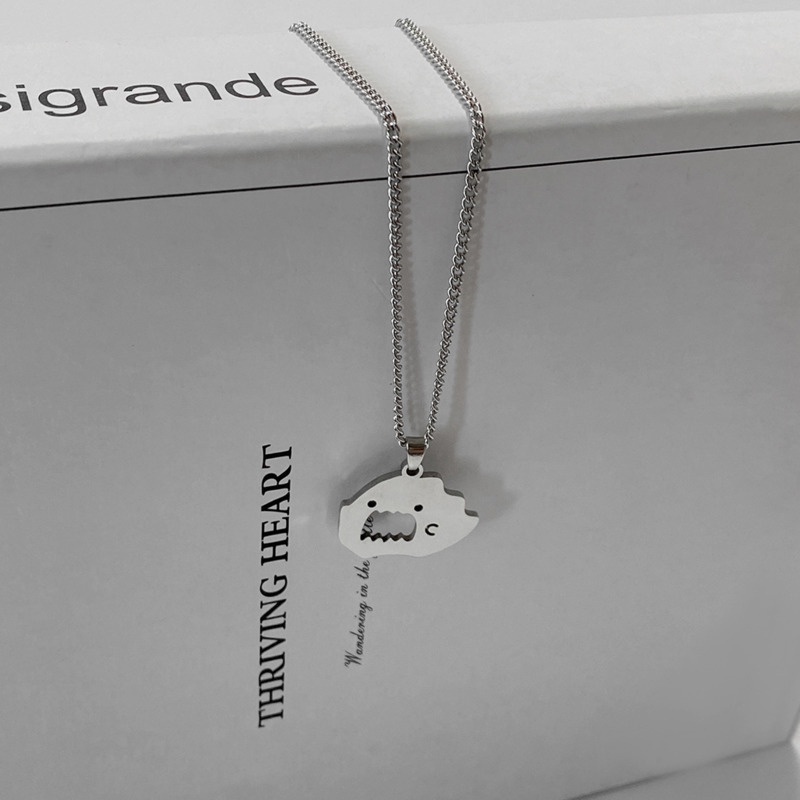 Hoạt Hình Vòng cổ Thép Titan Mặt Hình Quái Vật Nhỏ Phong Cách Hip Hop Đơn Giản