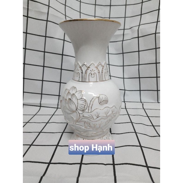 Combo thờ cúng Ông Địa Thần Tài bạch ngọc lư hứng tàn viền sen vàng_Combo nhỏ như hình