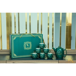 TẶNG KHAY SỨ Bộ ấm chén, đồ gốm sứ cao cấp Camellia phong cách Nhật Bản tối giản