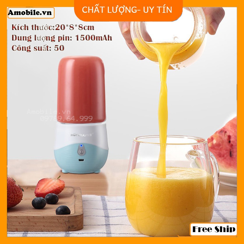 [Free Ship ] Máy xay sinh tố 6 lưỡi dao CAO CẤP/ Máy say sinh tố cầm tay mini 300ml/Xay cực nhanh bền đẹp Amobile