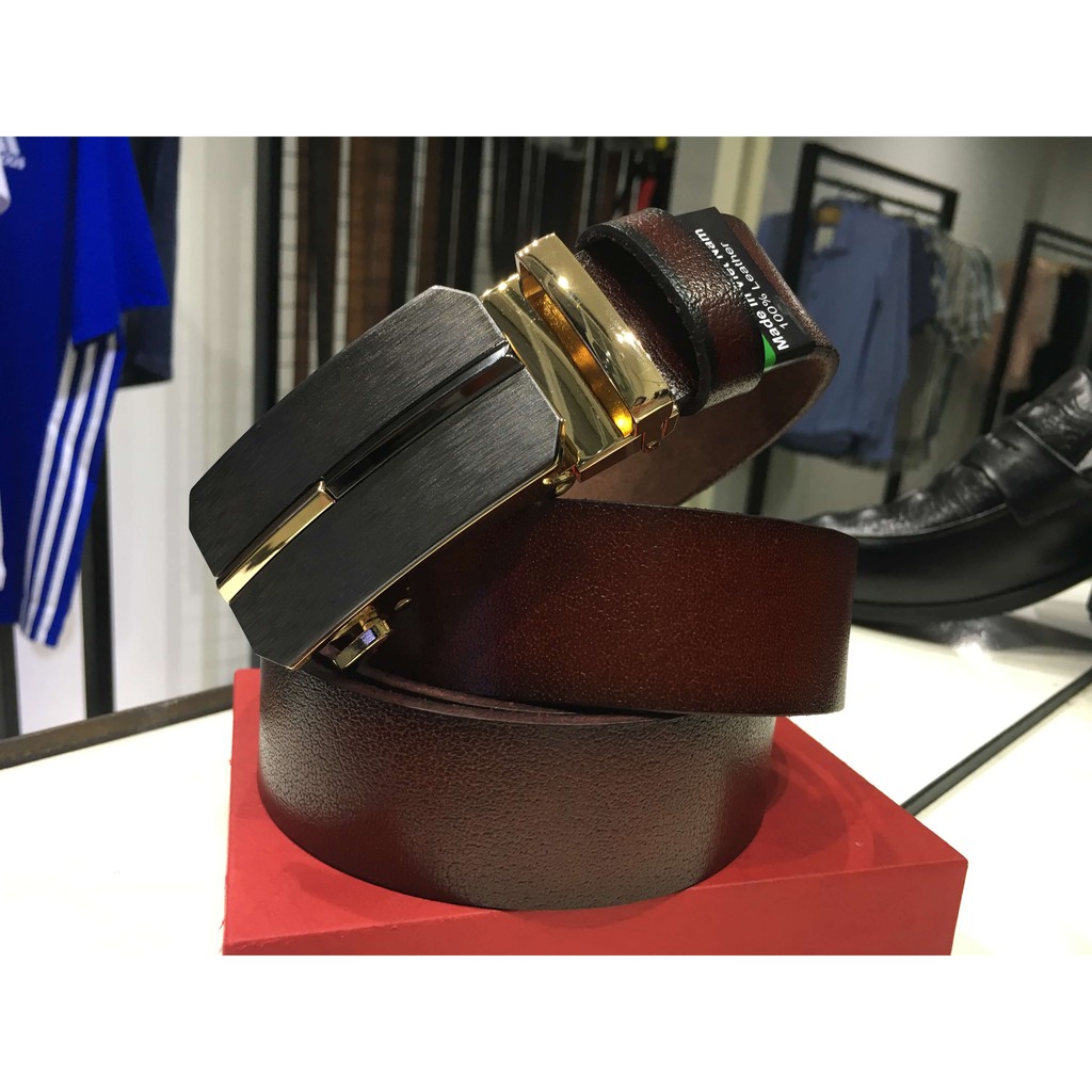 Dây lưng da đà điểu mặt chữ nhật trốt kéo