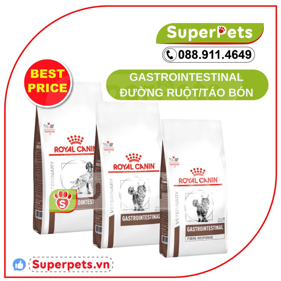 Hạt Khô Royal Canin GASTRO INTESTINAL, FIBRE GASTROINTESTINAL Tiêu Hóa, Táo Bón Cho Chó Và Mèo SUPERPETS