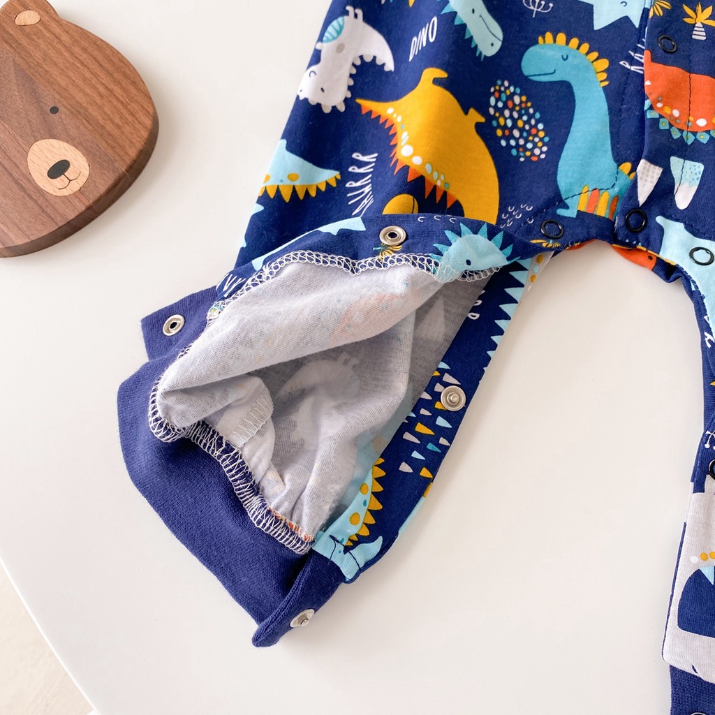 Áo liền quần SANLUTOZ dài tay in hoạt hình động vật dễ thương dành cho bé trai