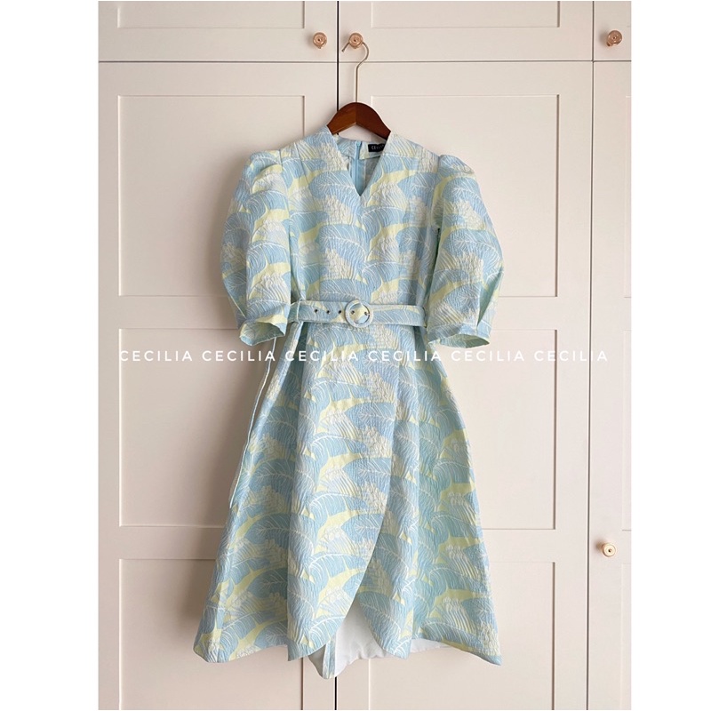 Đầm thiết kế JULIA Dress by CECILIA hoạ tiết xanh ngọc gấm xốp mềm mại