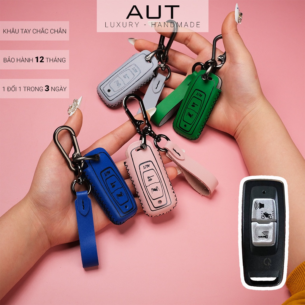 Ví da đựng chìa khóa smartkey Honda SH 350i 150i Sh mode 2022 2 nút bấm da bò khâu tay VSV CD có tay cầm