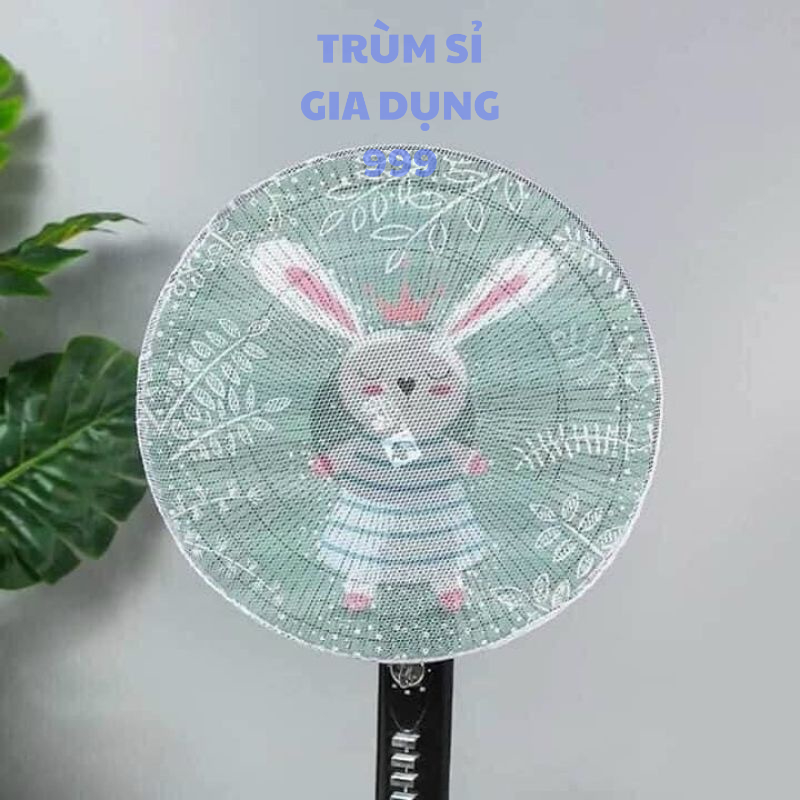 lưới bọc quạt 3d họa tiết có dây rút ở sau, Lưới bọc quạt chống kẹp tay an toàn cho bé có dây rút vô cùng tiện lợi