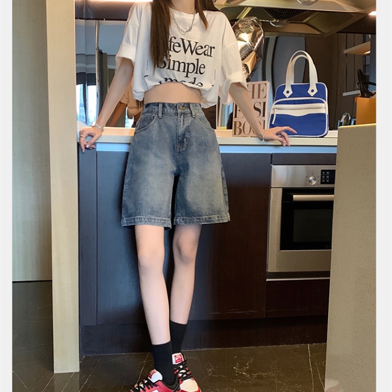 Quần Short Denim Dáng Rộng Thời Trang Mùa Hè Cá Tính Cho Nữ