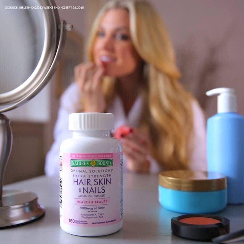 Đẹp da móng tóc Extra Strength Hair skin nail Nature's Bounty 250v (Date 3/2022) | Thế Giới Skin Care