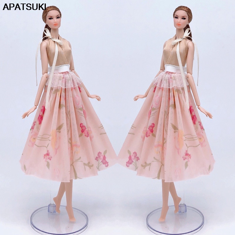 Bộ Trang Phục Gồm Áo Và Chân Váy Hoa midi Dành Cho Búp Bê barbie Tỷ Lệ 1 / 6