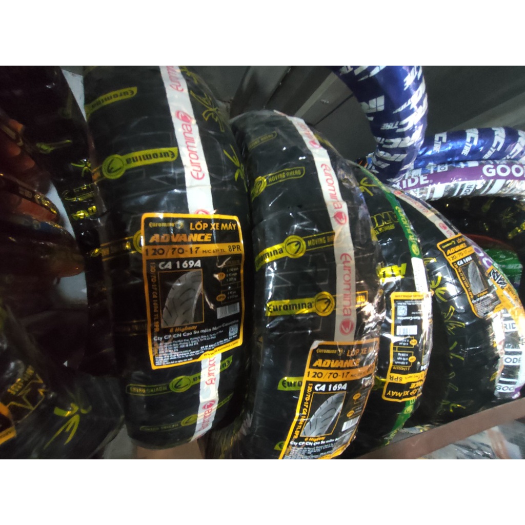 Lốp  120/70-17EUROMINA 8 lớp bố sau Exciter 150  không dùng ruột