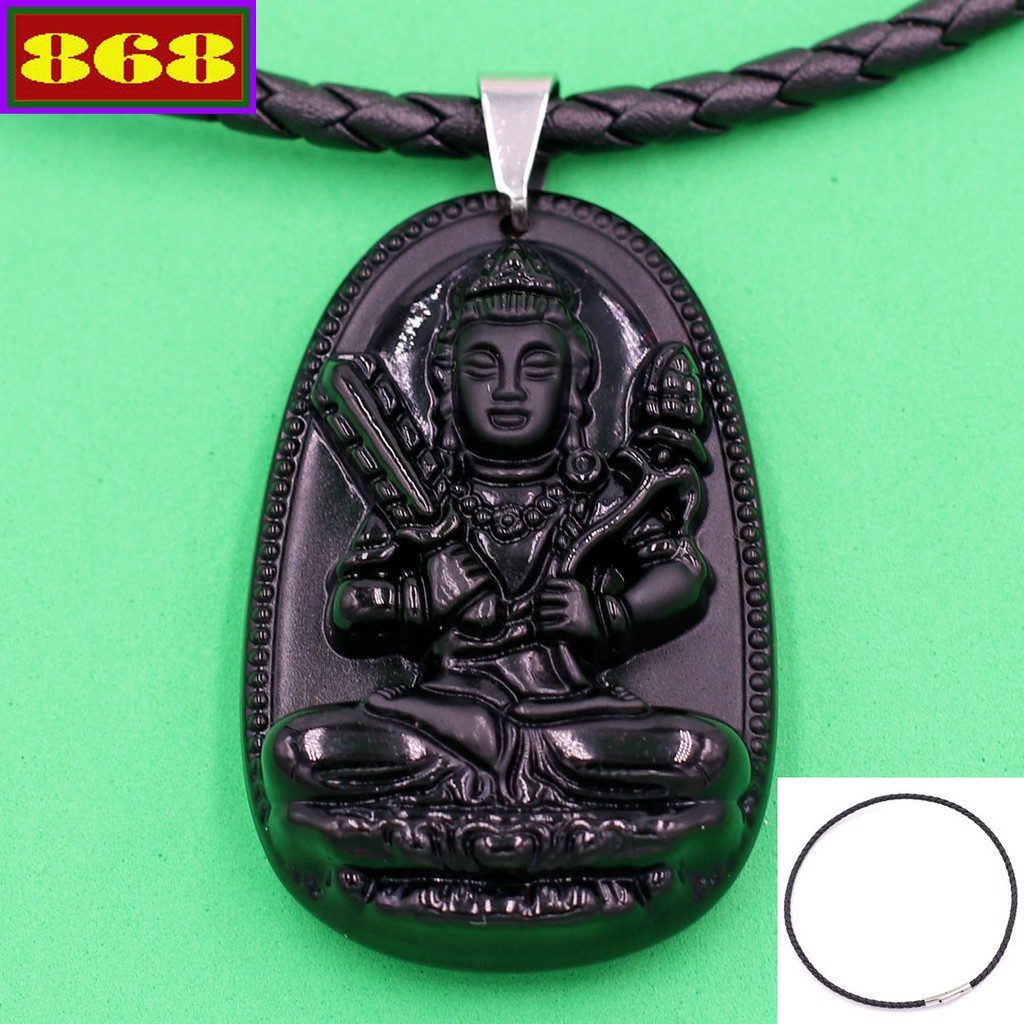 Vòng cổ dây da Hư không tạng đen 3.6 cm DDOETRTAEB6 - Hộ mệnh tuổi Sửu, Dần