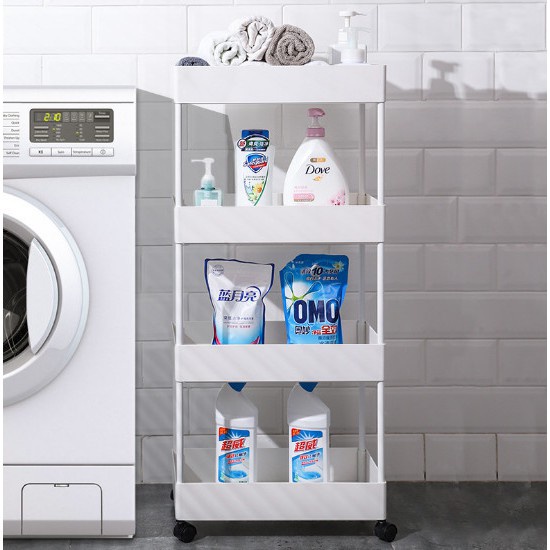 Kệ đựng đồ đa năng 3,4 tầng có bánh xe xoay 360 độ kệ bỉm sữa lắp ghép đa năng đựng mỹ phẩm dầu gội để nhà tắm
