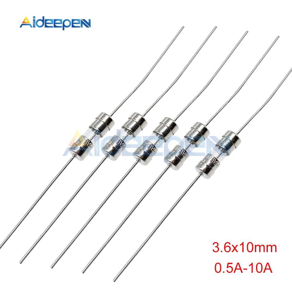 Set 10 Cầu Chì Ống Thủy Tinh 3.6x10mm 250V 0.5A 1A 1.5A 2A 3A 3.15A 4A 5A 6.3A 8A 10A