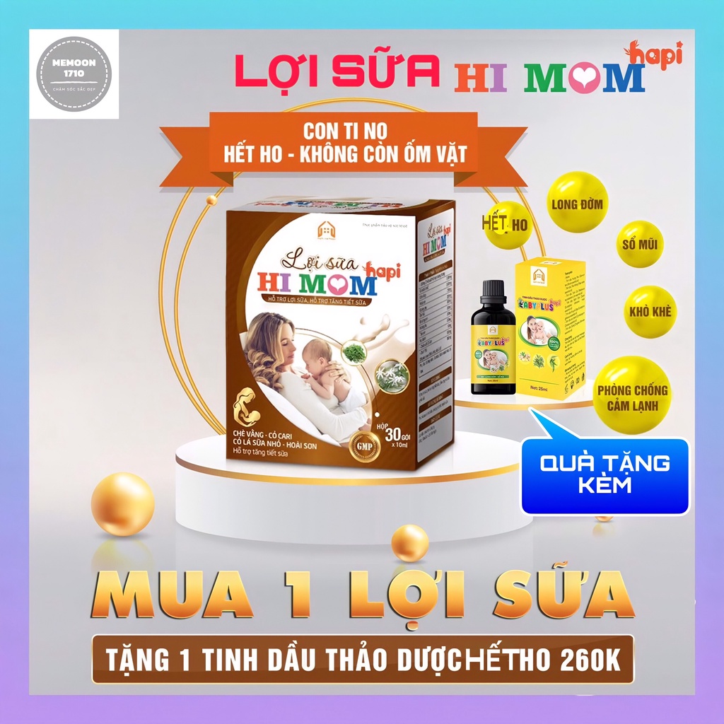 HI MOM Lợi Sữa HaPi Babyplus, Hỗ Trợ tăng Tiết Sữa, Giảm Nguy Cơ Tắc Tuyến Sữa