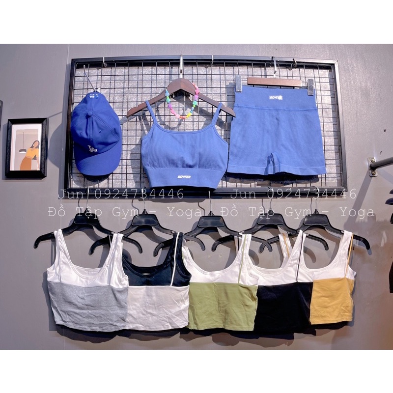 Set Botee áo 2 dây quần đùi tập gym yoga