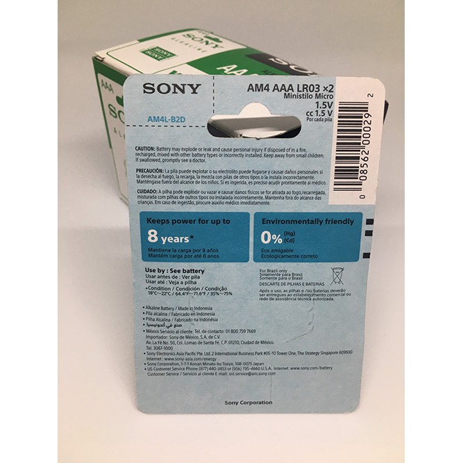 Pin Đũa AAA Sony alkaline AM-4 vỉ 2 viên chính hãng