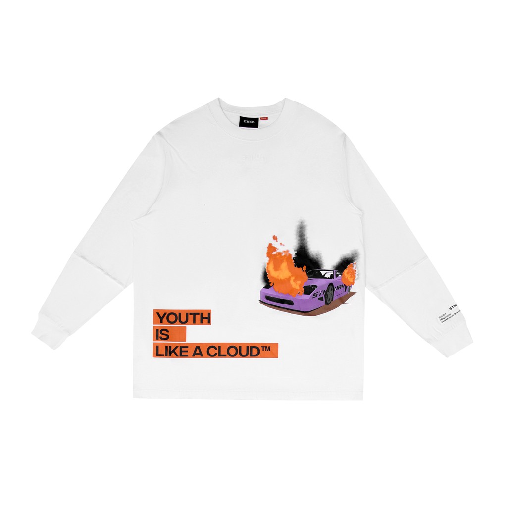 5THEWAY® /YILAC/ SQUARE LONG SLEEVE TEE™ in WHITE aka Áo Thun Trắng Tay Dài