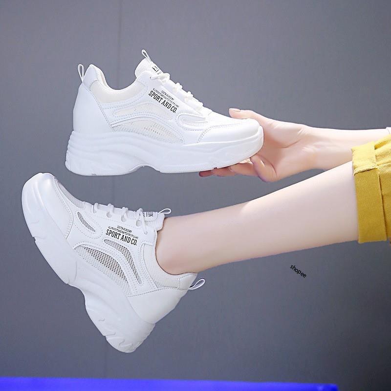 Giày Sneaker Nữ, Giày Thể Thao Nữ Giày Thể Thao Nữ Độn Đế 4-5Cm Mùa Xuân Thu Hàn Quốc Màu Trắng Giá Tốt Bảo Hành 12Tháng | BigBuy360 - bigbuy360.vn