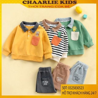 Bộ Thu Đông PEACE Bé Trai Và Bé Gái, Bộ Quần Áo Thu Đông Dài Tay Cho Bé Từ 7-28Kg Chaarlie Kids Quần Áo Trẻ Em