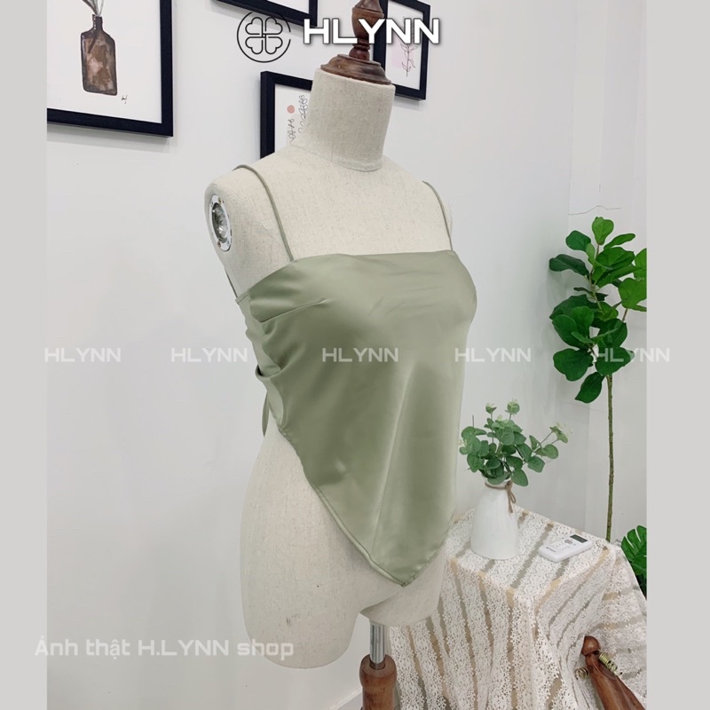 Áo lụa hai dây vạt khăn buộc nơ có mút ngực m129 | BigBuy360 - bigbuy360.vn