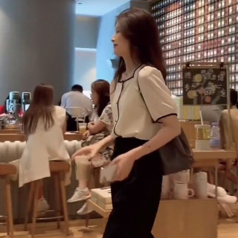 Áo Sơ Mi Nữ YANGME Cổ Vuông Kiểu Cổ Tàu Ngắn Tay Thời Trang Teen Hàn Quốc