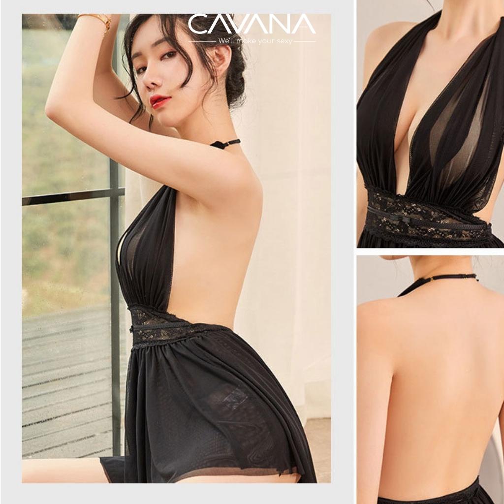 Đầm ngủ dễ thương, váy ngủ 2 dây gợi cảm cao cấp sang trọng phối ren N13 - CAVANA STORE