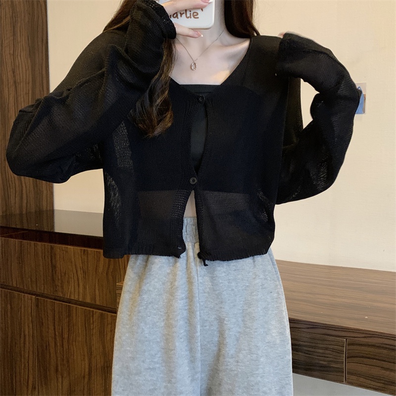 SUXI Áo Cardigan Cổ Chữ V Dáng Rộng Màu Sắc Đơn Giản Thời Trang Mùa Hè Dành Cho Nữ