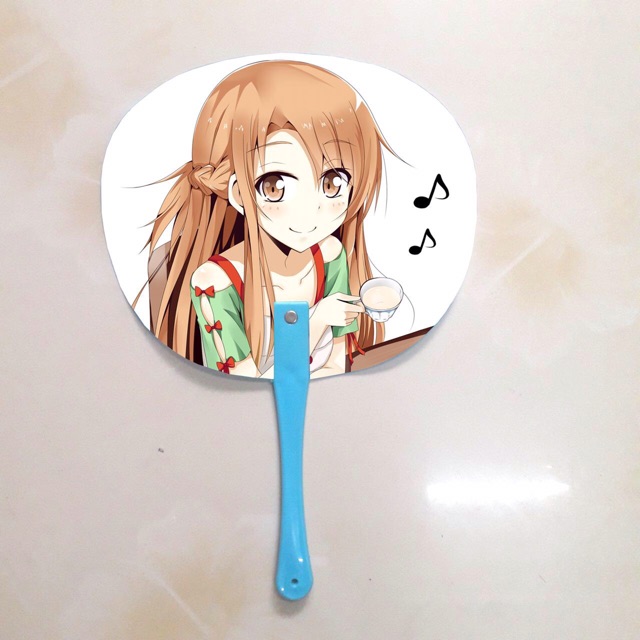 Quạt Asuna Sinon sword art online in 2 mặt ảnh khác nhau màu cán ngẫu nhiên