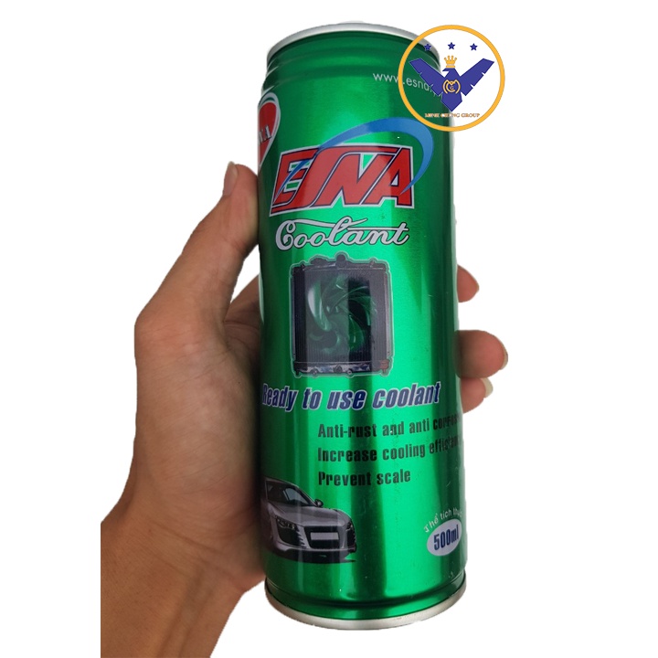 Combo nước làm mát xe ô tô màu xanh Esna Coolant 4L tặng lon 500ml