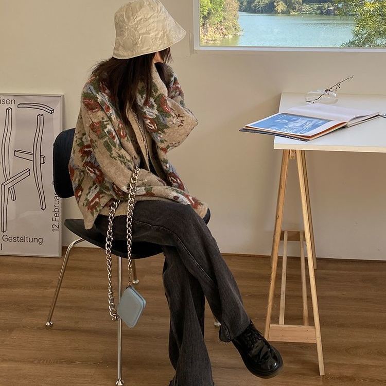 Áo Khoác Cardigan Dệt Kim Dáng Rộng Phong Cách Hàn Quốc Cổ Điển Thời Trang Thu Đông Cho Nữ 2021 | BigBuy360 - bigbuy360.vn