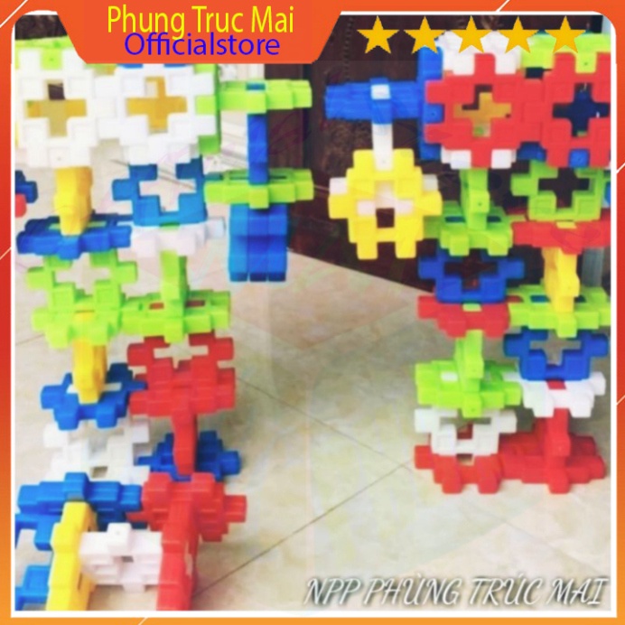 Bộ lego lắp ghép xếp hình đa năng 1Kg 55 cặp 110 chi tiết Nhựa an toàn không mùi made in Vietnam