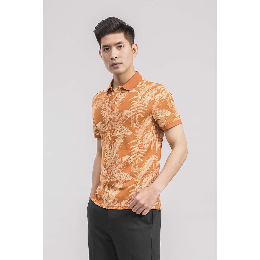 Áo polo nam Aristino dệt họa tiết tropical trẻ trung, ấn tượng - APS042S9