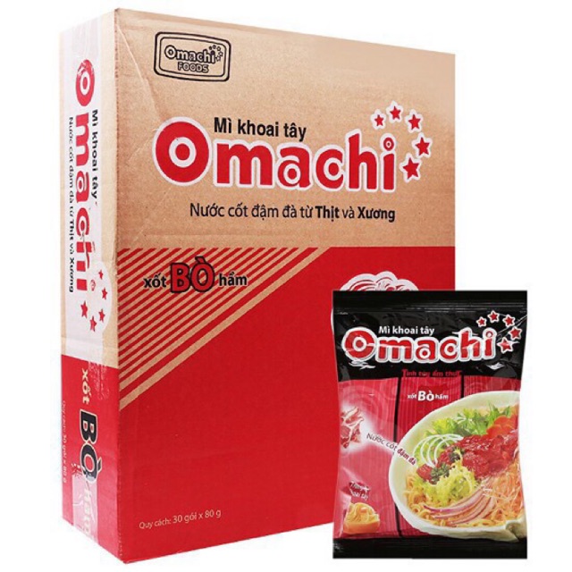 Thùng 30 gói mì Omachi sườn/bò