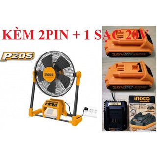 Quạt dùng pin lithium 20v ingco cfali2001 2 pin + 1 xac