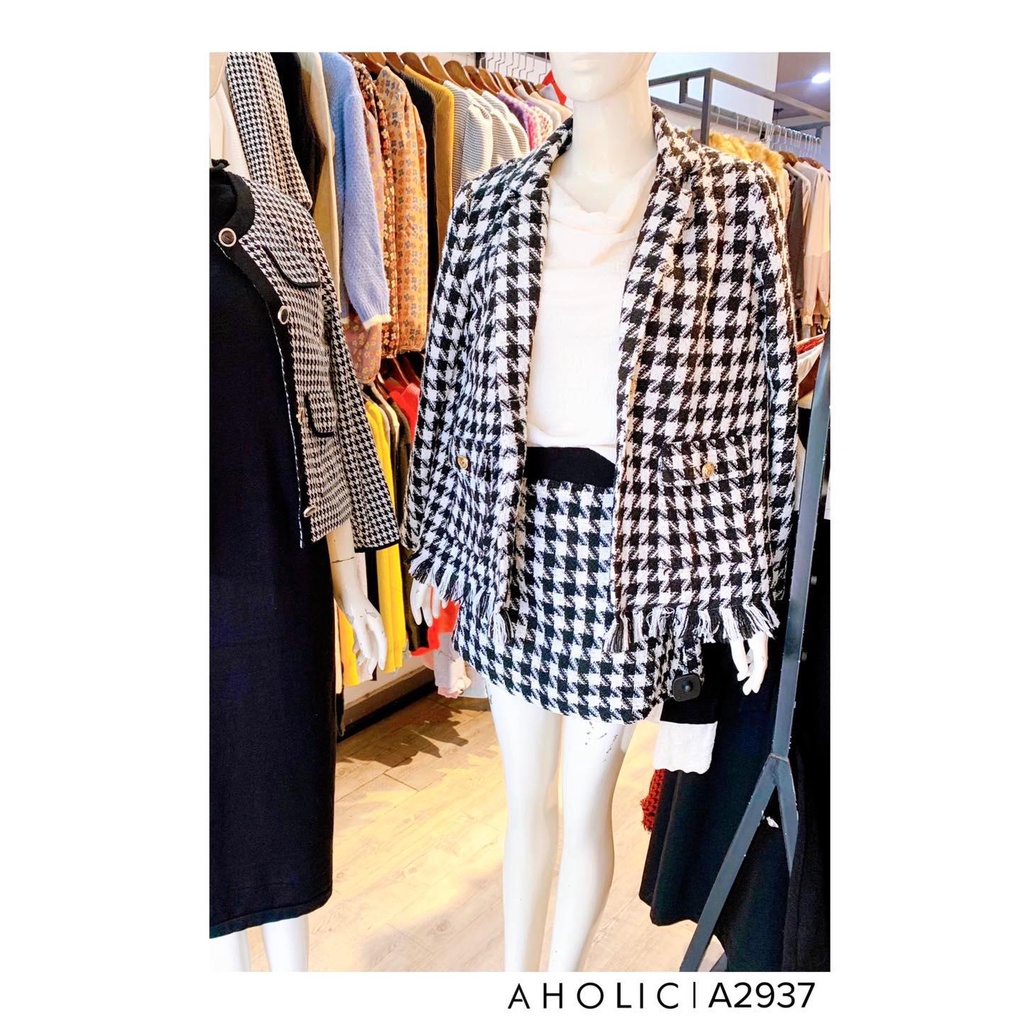 Chân váy dạ ngắn nanh sói 1 màu V2641 Aholic