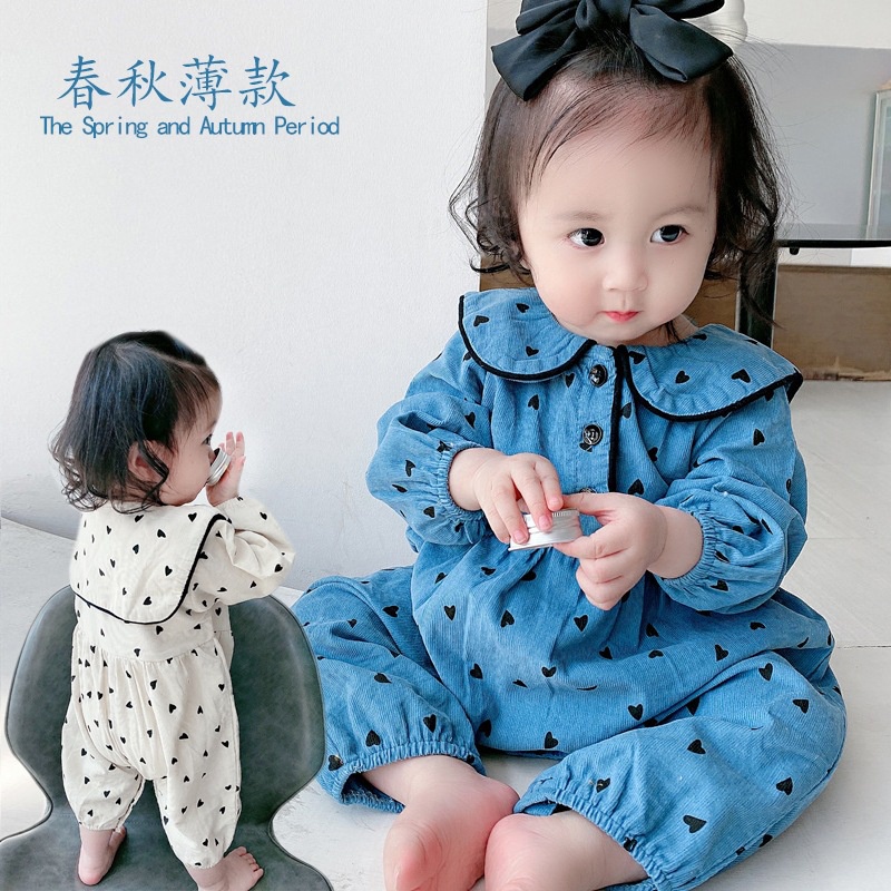Jumpsuit cotton dài tay in hoa cho bé gái