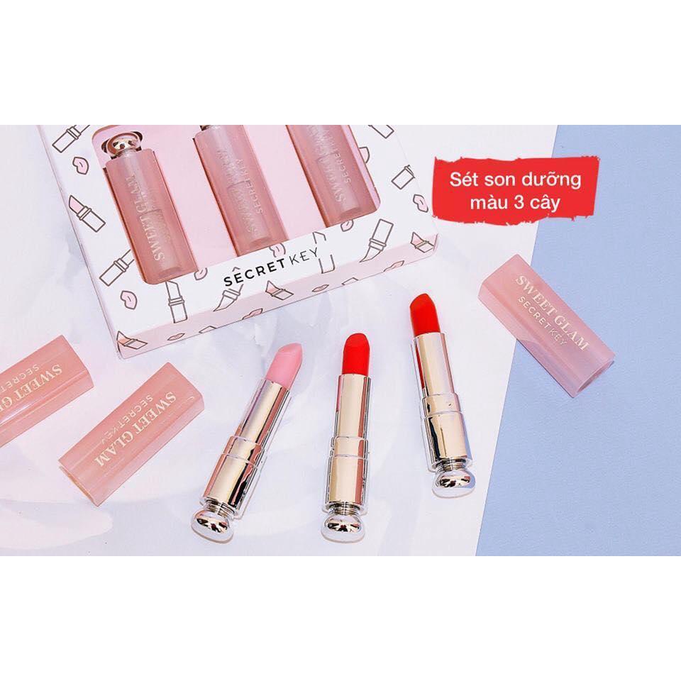 SÉT SON DƯỠNG MÔI GLAM TINT GLOW MINI KIT- 3 IN 1