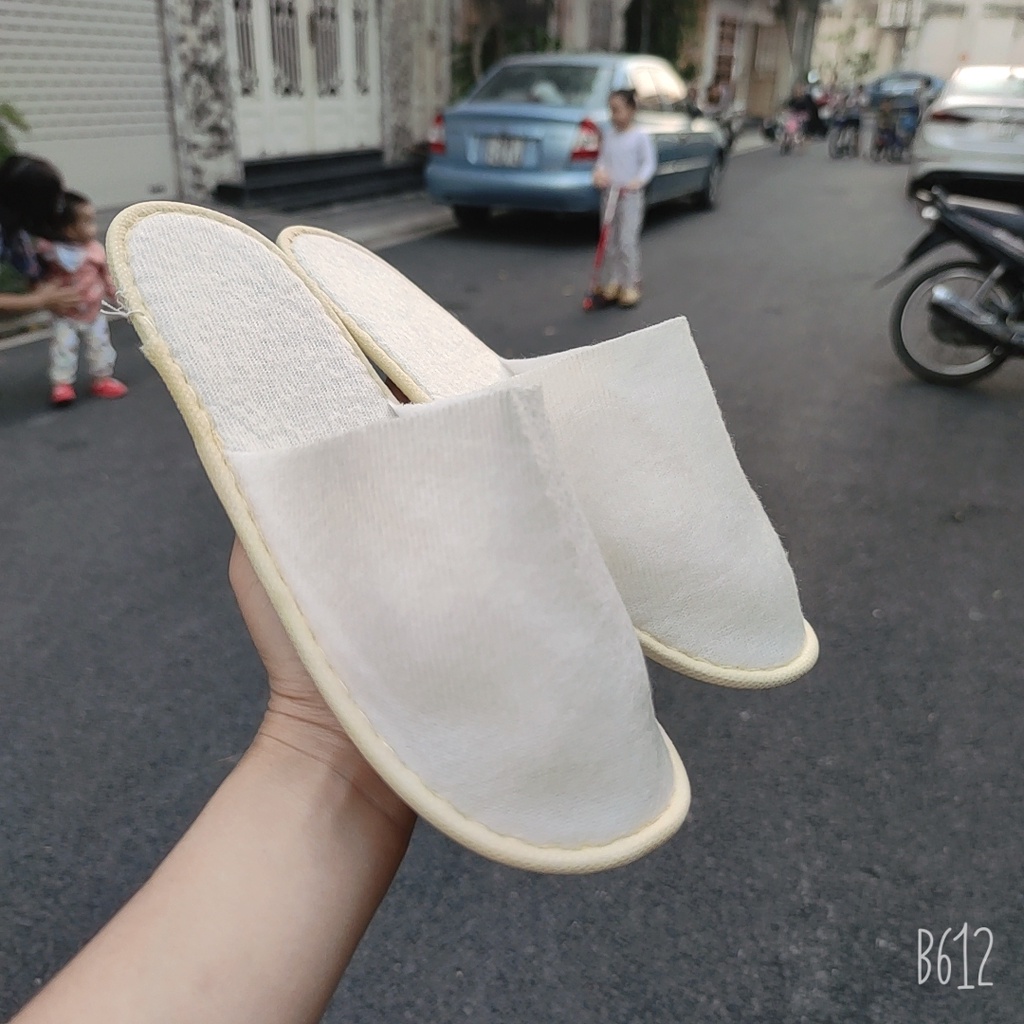 Dép bông, dép lông nam nữ đi trong nhà hoặc văn phòng, đế mỏng siêu nhẹ - 4 màu đỏ nâu trắng ghi