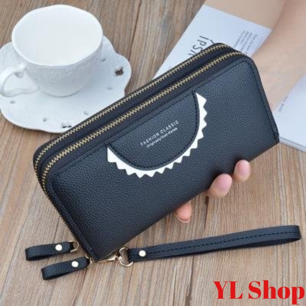 Ví nữ dài cầm tay kiểu dáng 2 khóa kéo sang trọng có nhiều ngăn tiện dụng chất liệu da cao cấp bền đẹp Y0048